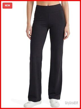 Flared Yoga Pants Cotton Blend 32.5" Inseam Wide Waistband
